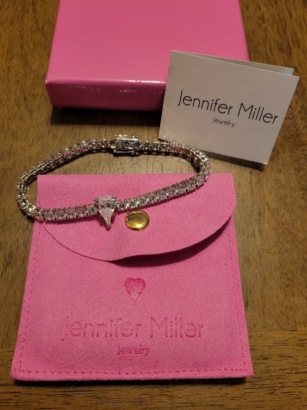 Diamonique x Jennifer Miller SIGNATURE HEART Tennis Bracelet,Sterling Silver